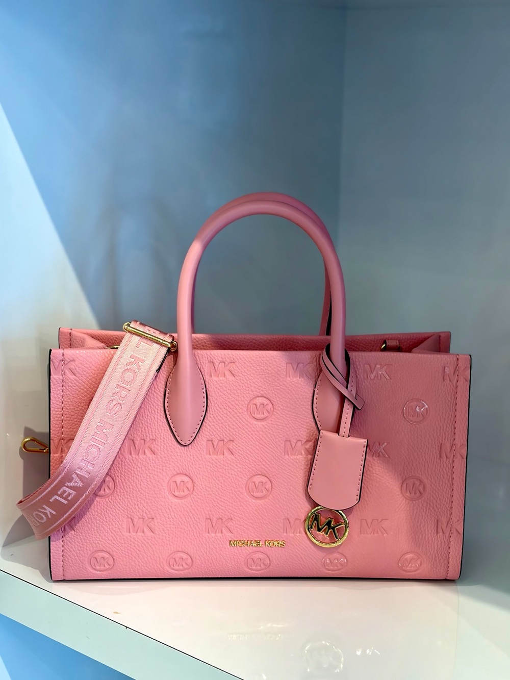 Michael Kors Mirella Medium Logo Debossed Satchel